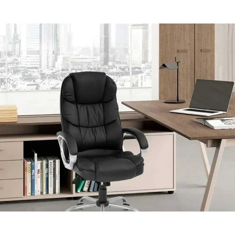 Chair Computer High Back Adjustable Ergonomic Desk Chair Executive PU Leather Swivel Task Chair with Armrests Lumbar