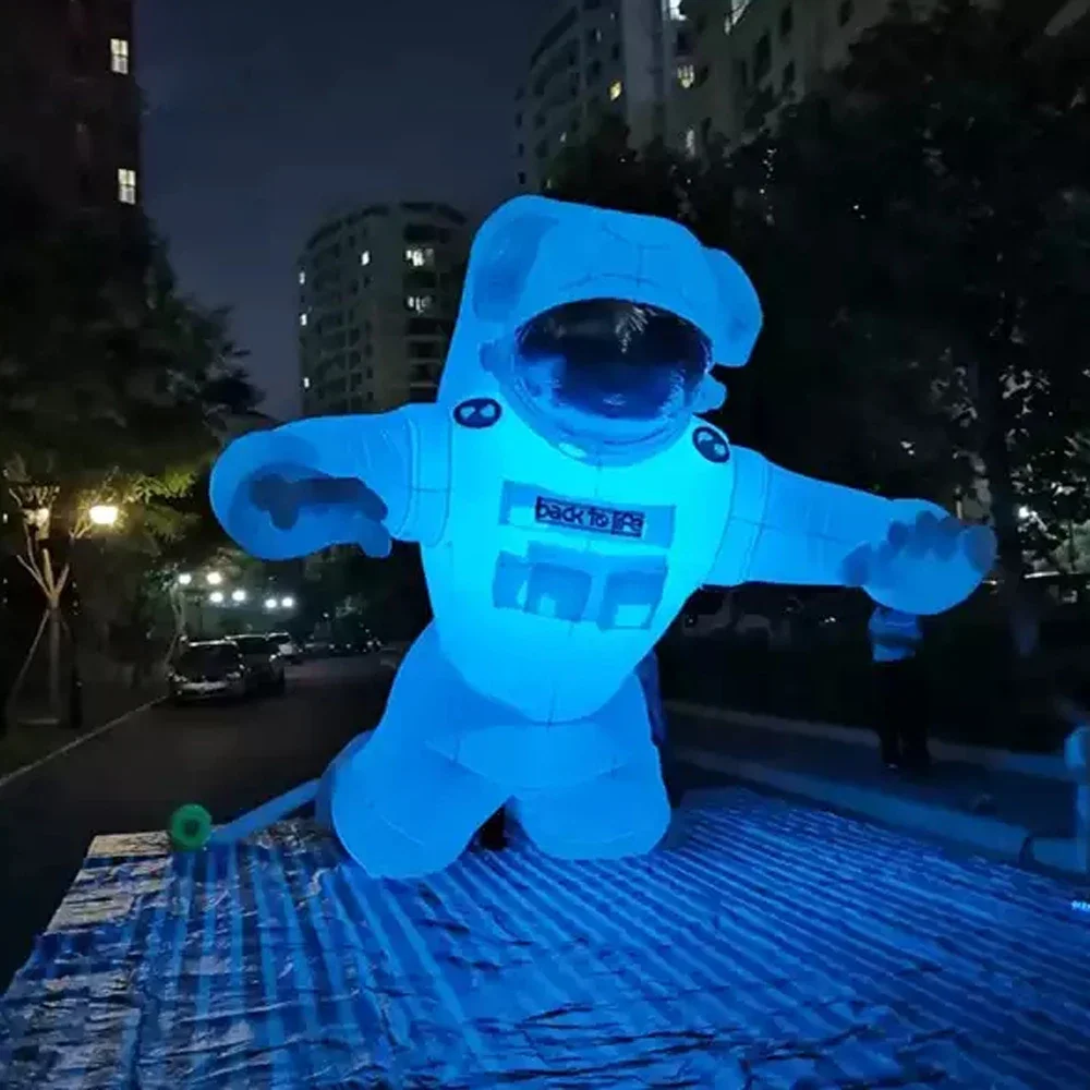 Suspended Inflatable Astronaut With LED Lights Advertising Spaceman Giant Space Man Cartoon Decoration For Outdoor Display