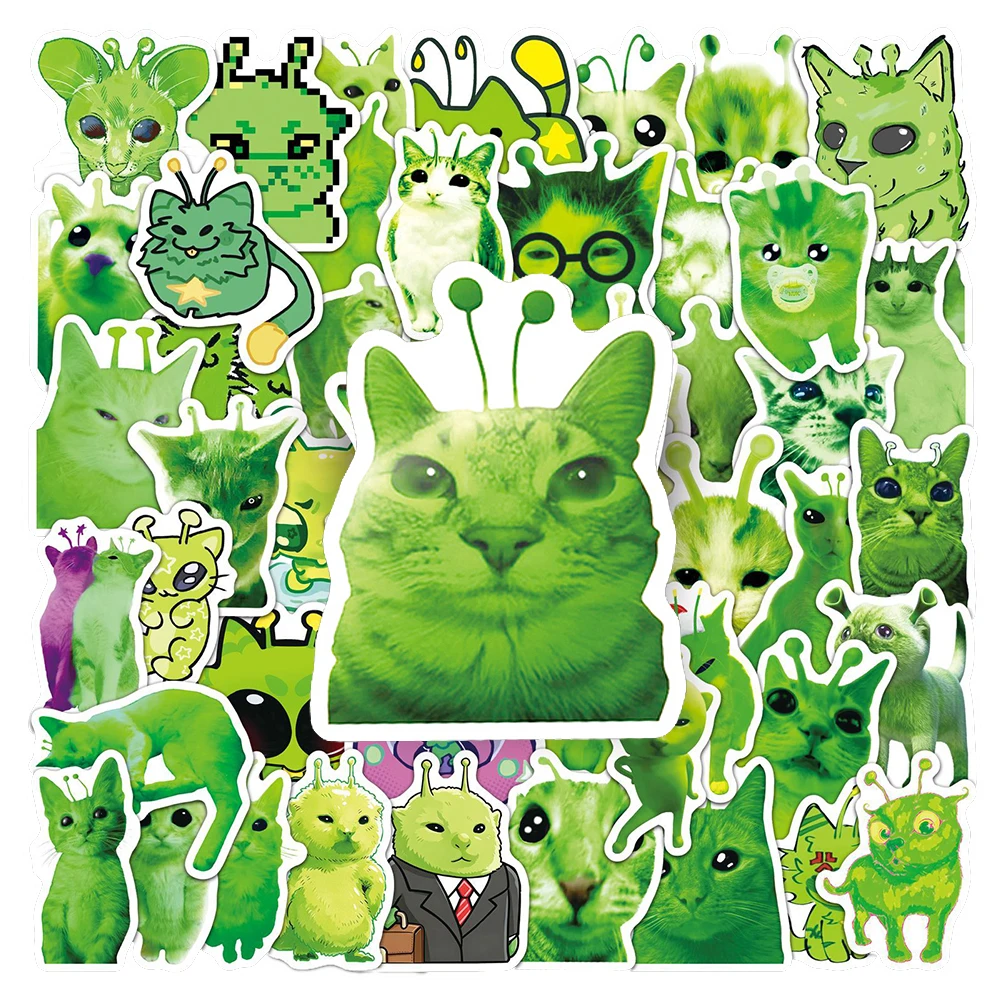 10/30/50 Stück niedliche, lustige, abstrakte Alien-Katzen-Aufkleber, wasserdicht, DIY, für Wasserflaschen, Telefone, Scrapbooks, kreative Cartoon-Graffiti-Aufkleber