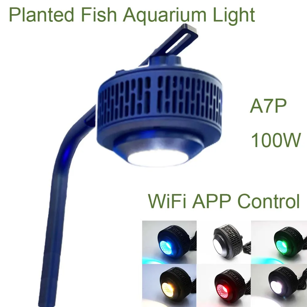 

Full Spectrum Aquarium Light 100W 6 Channels Dimmer Timer Programmable WiFi APP Control LED Fish Aquarium Light For Freshwater