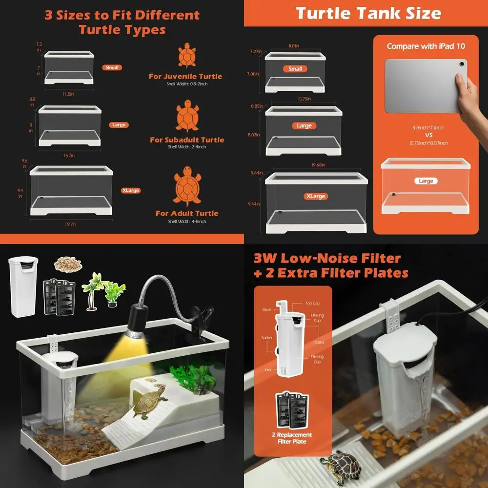 

Turtle Habitat Kit: Complete Indoor Aquarium Setup with Filter, Basking Area, Lighting, and Decor for Sliders and Small Aquatic