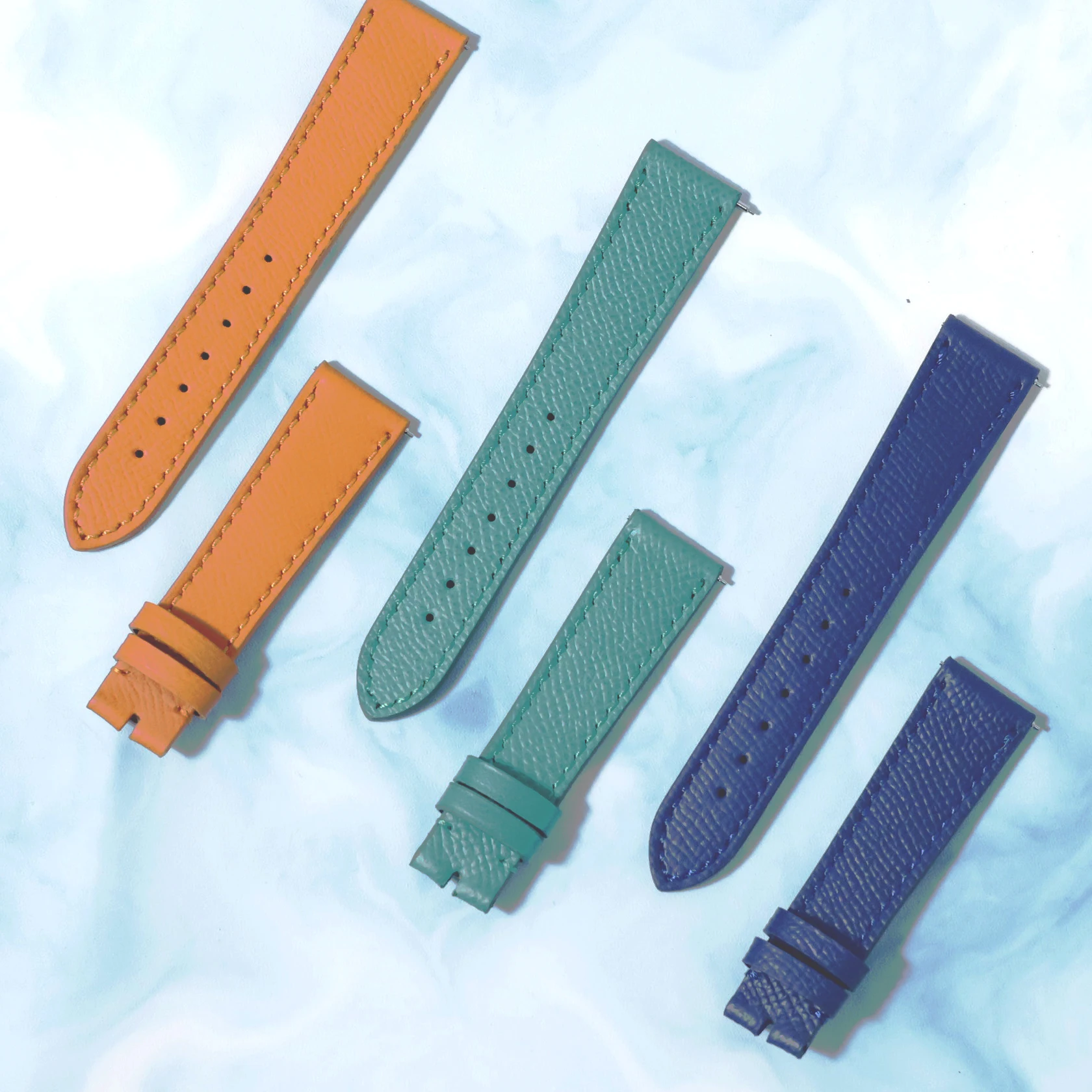 Couro genuíno frança epsom para montblanc longines hermès rolex omega pulseira de relógio de liberação rápida universal cabeça plana