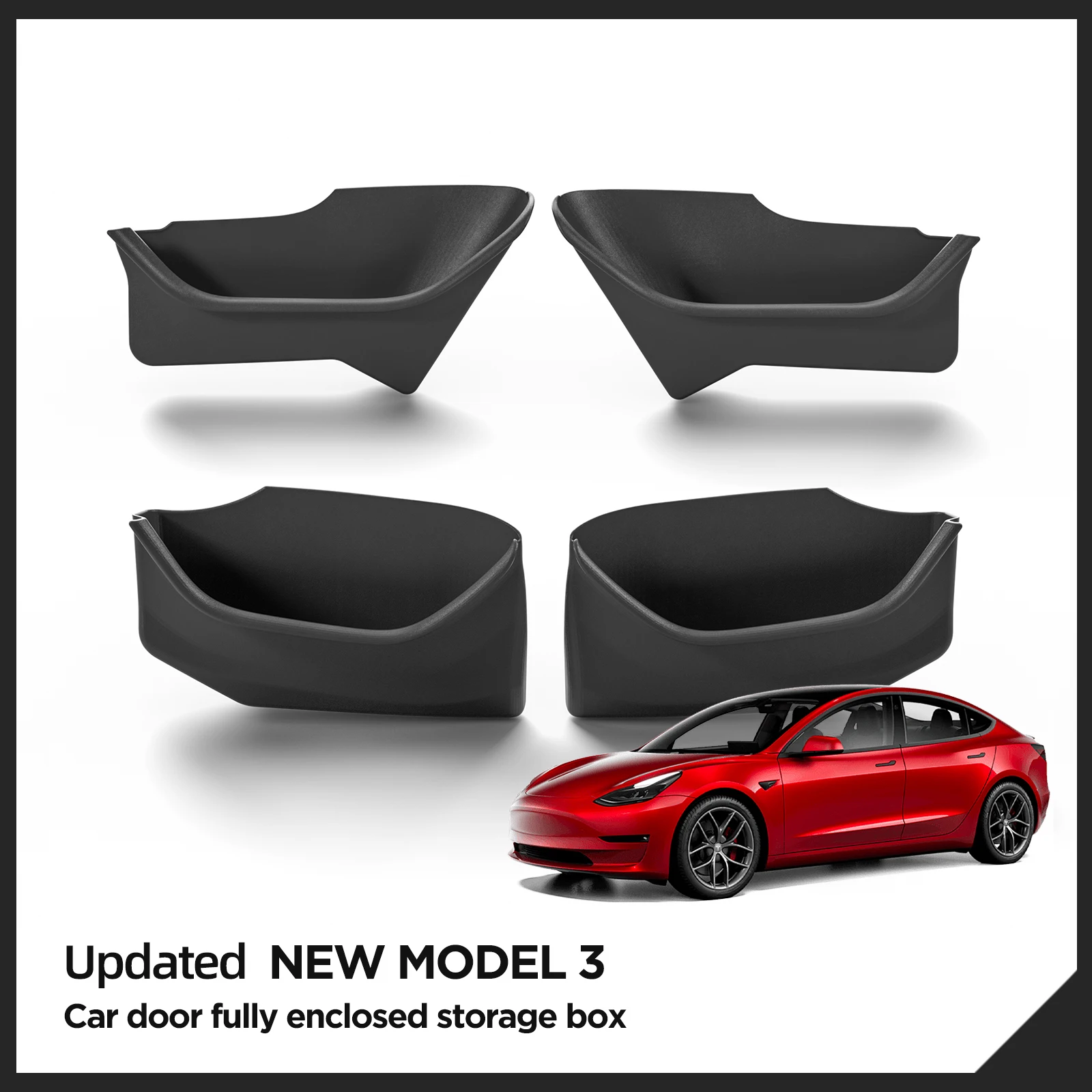 For Tesla Model 3 Highland Car Side Door Handle Storage Box Gate Slot Anti Dirty Storage Organizer Tidying Tray Accessories 2024