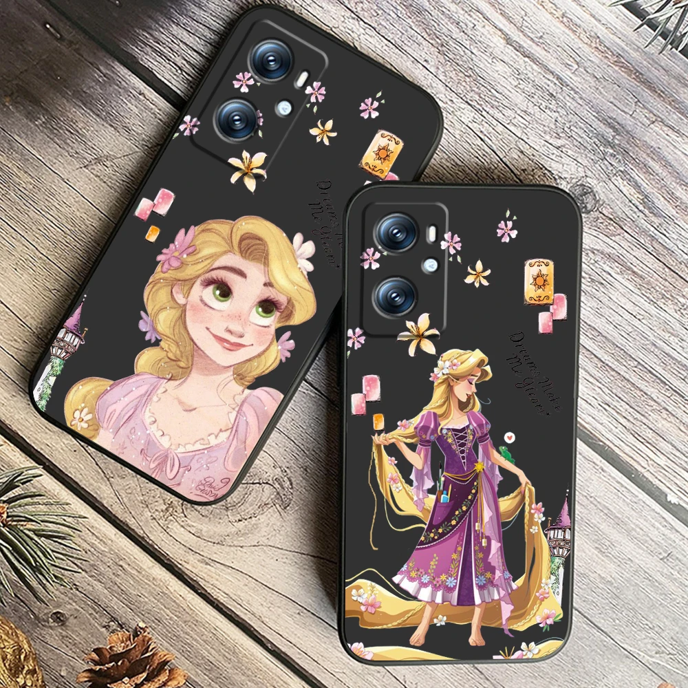 Princess Tangled Rapunzel For OPPO Find X6 X5 X3 A54S A5 A94 A16 A53S A57 A74 A72 A98 A78 A96 A9 5G Black Funda Phone Case