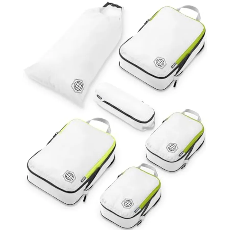 

Compression Packing Cubes Set for Carryon Suitcases - Lightweight Durable Clothes Organizer in Navy Blue with Fast-Drying Fabri