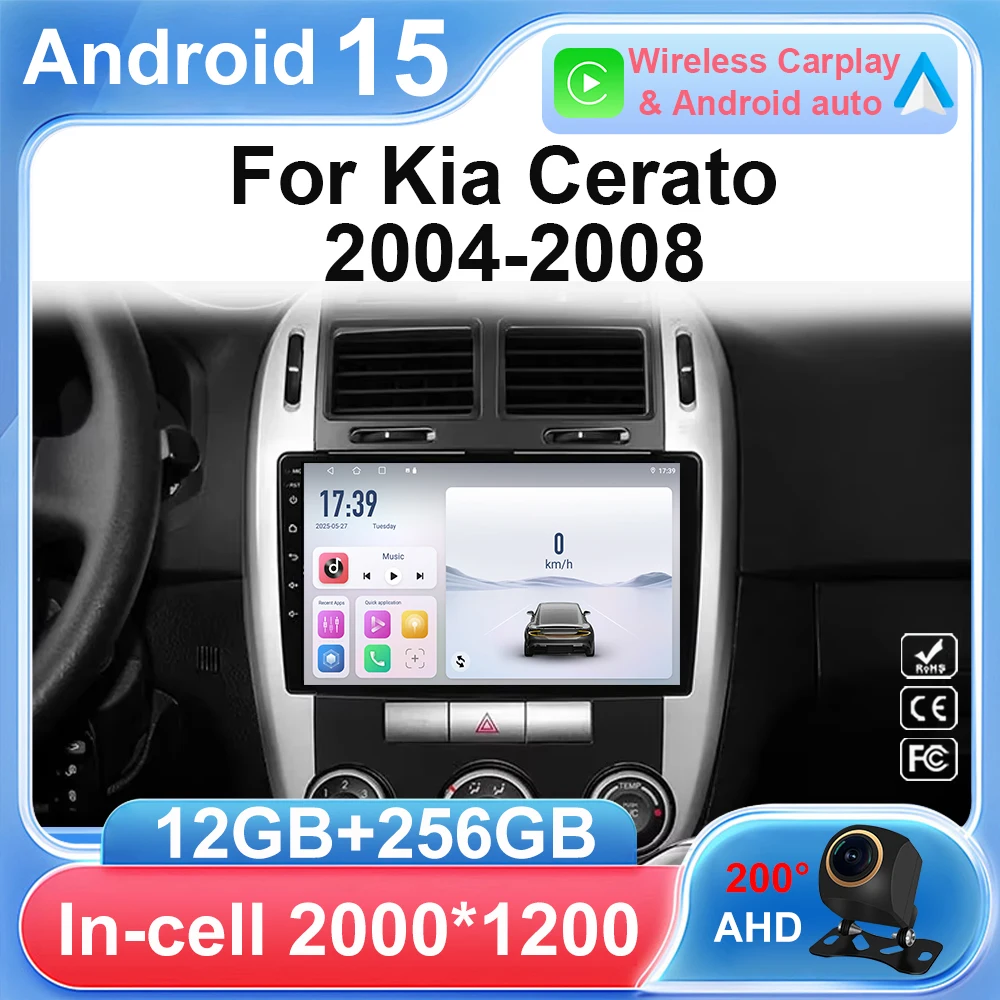 For Kia Cerato 2004 2005 2006 2007 2008 Android 15 WIFI Car Radio Multimedia Video Player Octa-Core Carplay Bluetooth