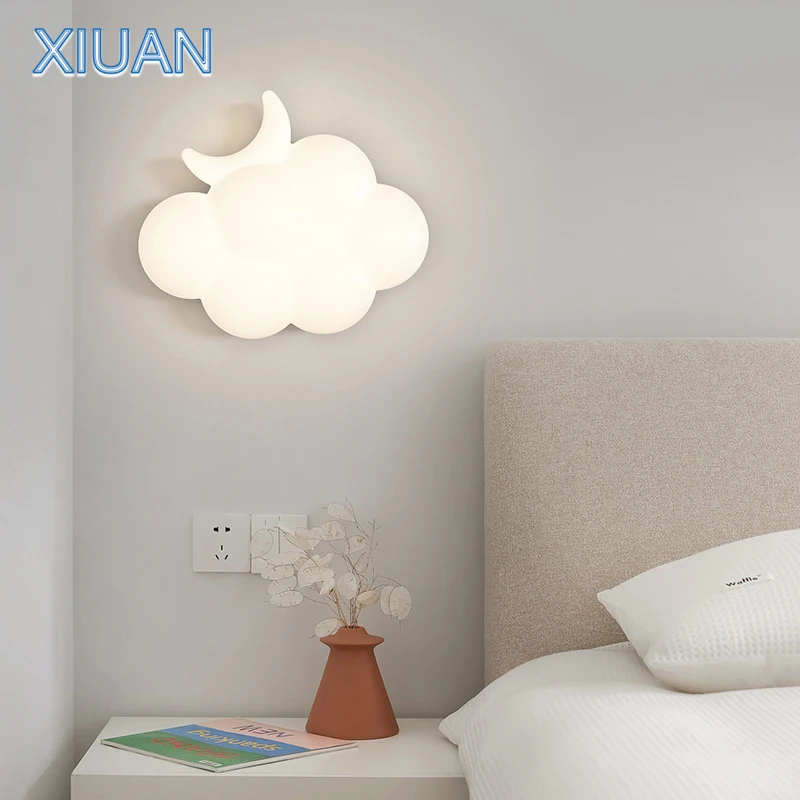 White Cloud Lamps Modern Bedroom Bedside Wall Light AC 220V Children\'s Room Wall Lights Living Room Hallway Study Aisle Indoor