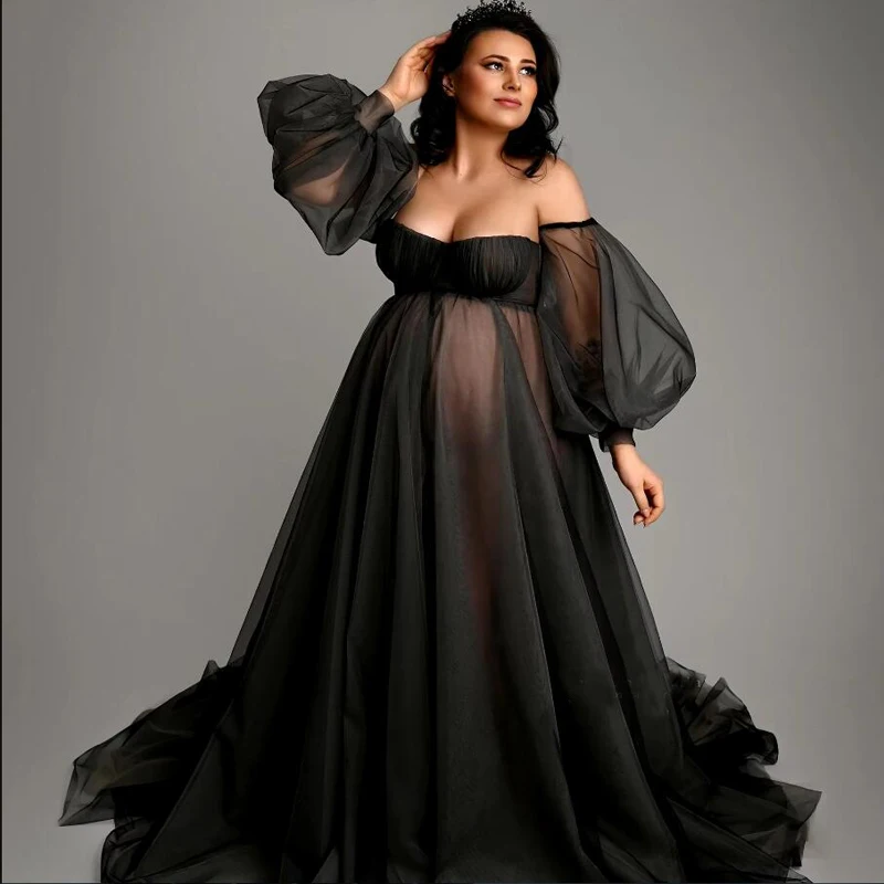 

Maternity Dresses Pregnancy Empire Prom Dresses Sexy Tulle Photo Shooting Women Maxi Gown Babyshower Wedding Robe