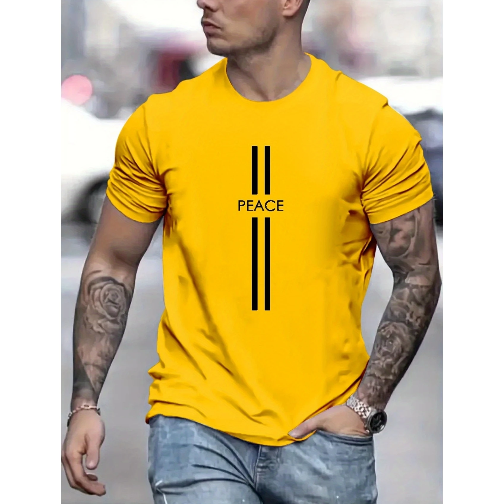 

Fashion Paris Letter O-neck T-shirt Clothing Casual Minimalist Solid Color T Shirt Comfortable Soft Men's Short-sleeved T-shirts