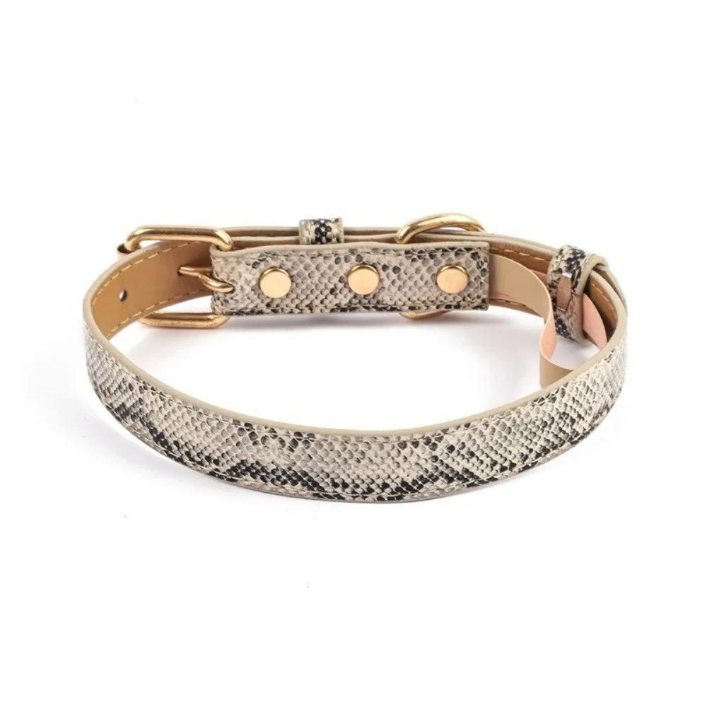 Durable Print Dog Collar Pet Walking Wear Resistant Leopard Dog Collar PU Leather Adjustable Pet Collar Small Medium Dogs