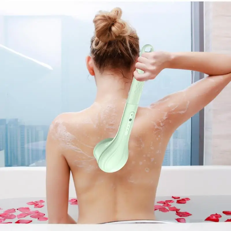 Electric Shower Brush Back Body Scrubber Facial Cleansing Bathing Cleaner Handle Exfoliator Bath Brushes For Showering