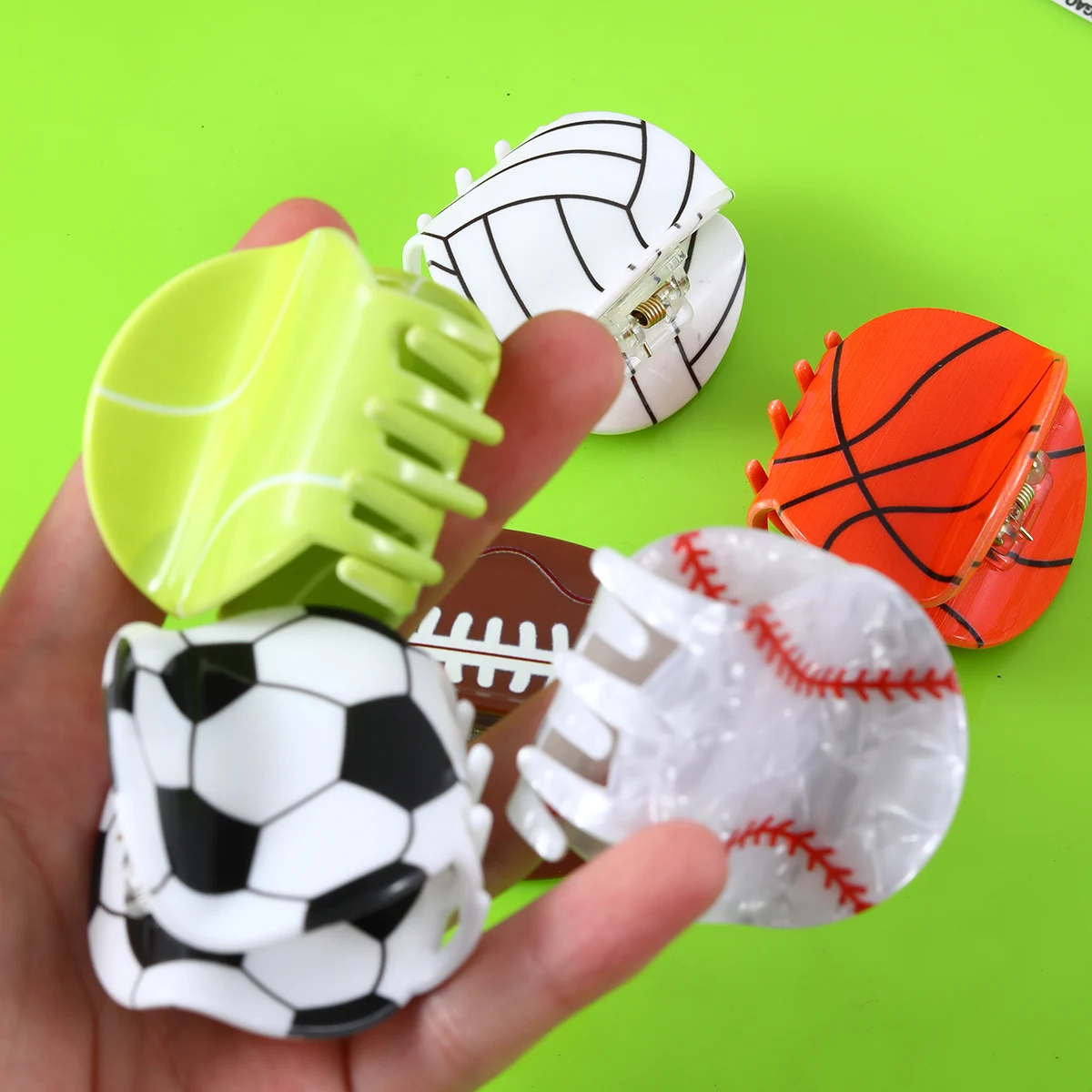 1pc Balls Football Shape Hair Claw Shark Claw Sports Claw Clips Ponytail Holder Hair Accessories For Girls Women