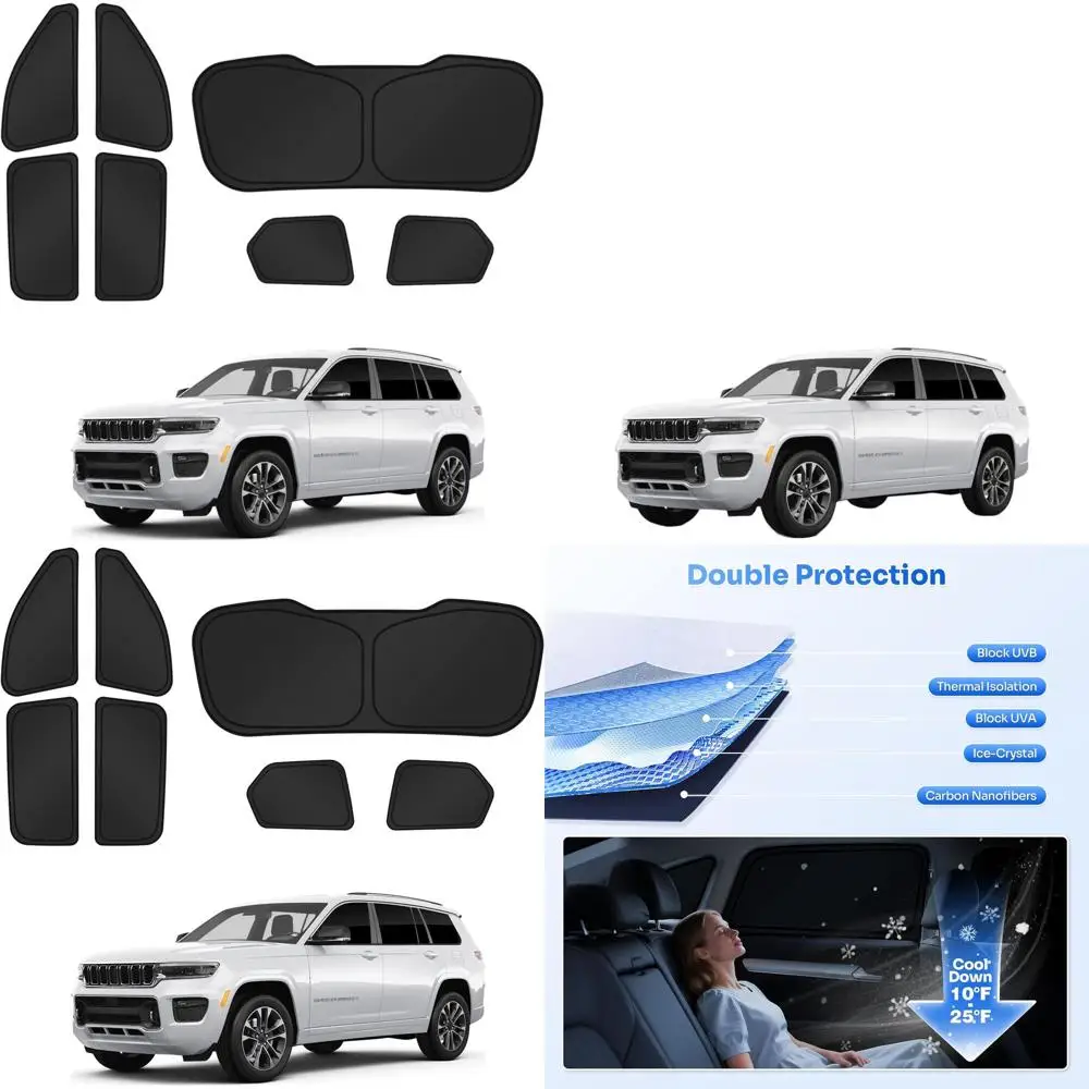 

Rear Window Side Sunshades for 2021-2026 Grand Cherokee Accessories, Camping Privacy, Vehicle Cooling, Black 7-Piece Set