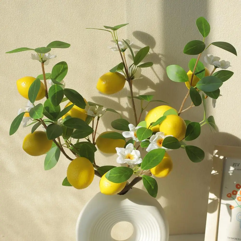 

Artificial Lemons Branches 9 Head Faux Lemon Fruits with Stem Realistic Lifelike Fake Greenery Tree Branch Flowers Leaves Decor