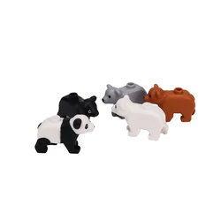 Small particle building block zoological park animal panda polar bear brown bear black forest assemble toy