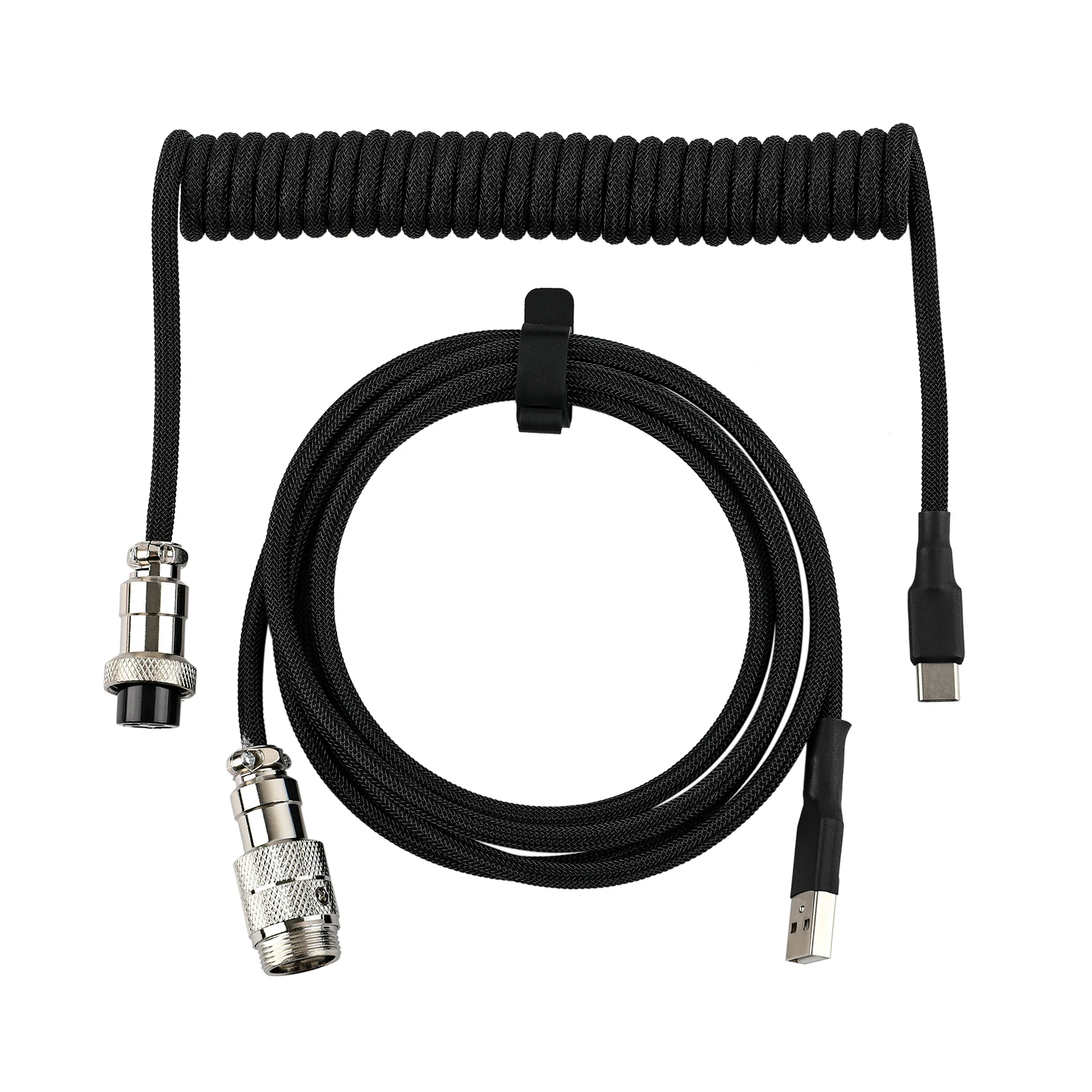 

1.8m Coiled Keyboard Cable USB C to USB A Double-Sleeved Cable for Mechanical Gaming Keyboard Coiled Cable type C to USB A