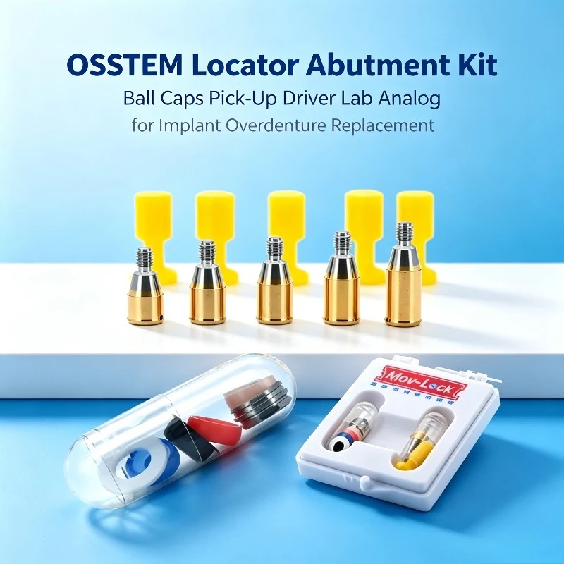 OSSTEM Locator Abutment Kit Ball Caps Pick-Up Driver Lab Analog for Implant Overdenture Replacement