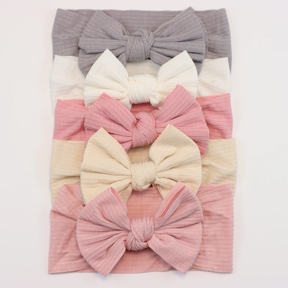 5er-Set Baby-Mädchen-Stirnbänder, Baby-Schleifenstirnbänder, Neugeborenen-Geschenk, elastische Haarbänder, Kinder-Turban, Baby-Haar-Accessoires – Detail 7