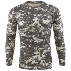 Summer new men's long sleeved 3D printed camouflage clothing for casual comfort and fashion, plus size round neck