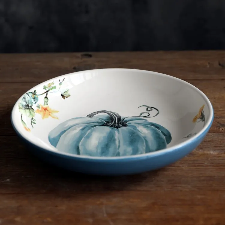 

Pumpkin Pastoral Series Plate American Country Underglaze Ceramic Tableware Fruit Pattern Salad Plate