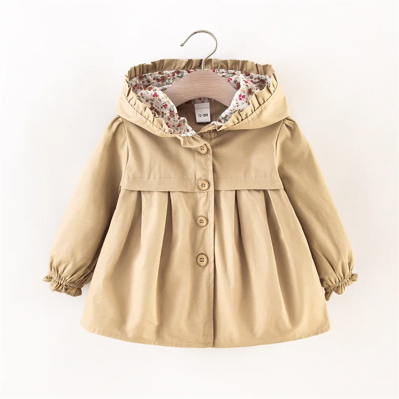 Newborn Baby Girl Clothes Spring And Autumn Solid Color Baby Girl Coat Simple Girl\'S Windbreaker