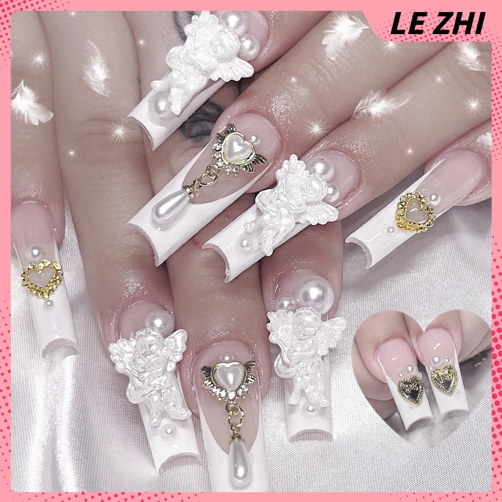 Kawaii Fashion Artifical Press on Nails Cartoon Retro Court Y2K Long Almond Full Cover Nail Holiday Gift