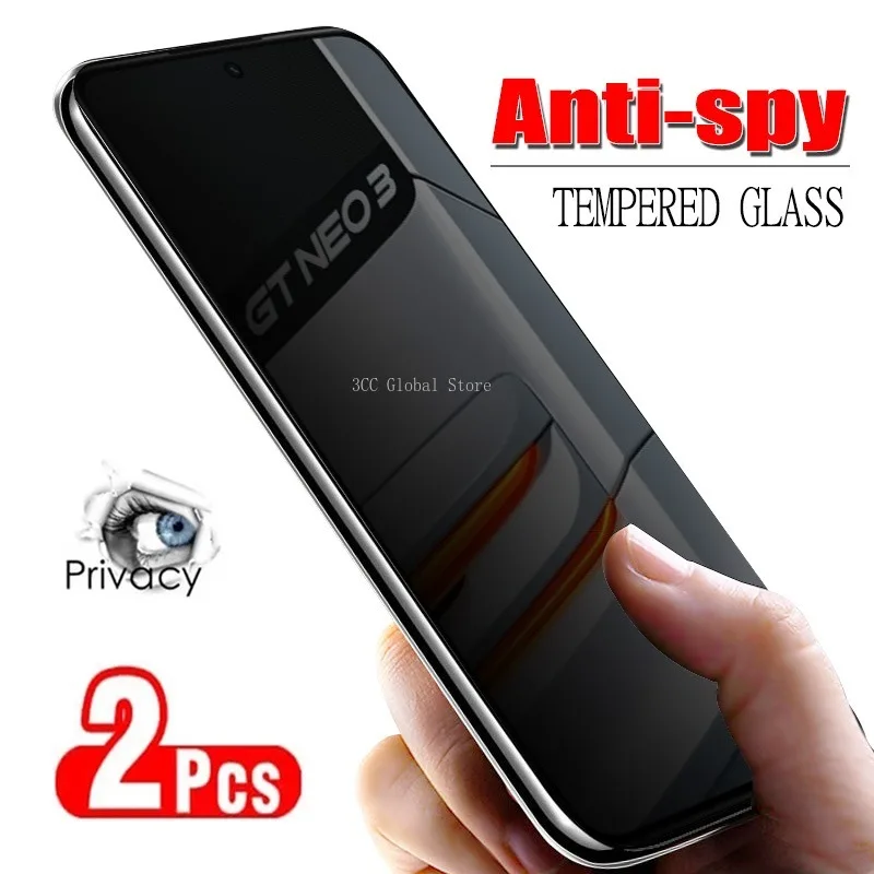 2Pcs Anti-Glare Privacy Protective Glass For Realme GT 2 Master Explorer Edition GT 2 Pro Neo 5 2T 3T Anti-spy Screen Protectors