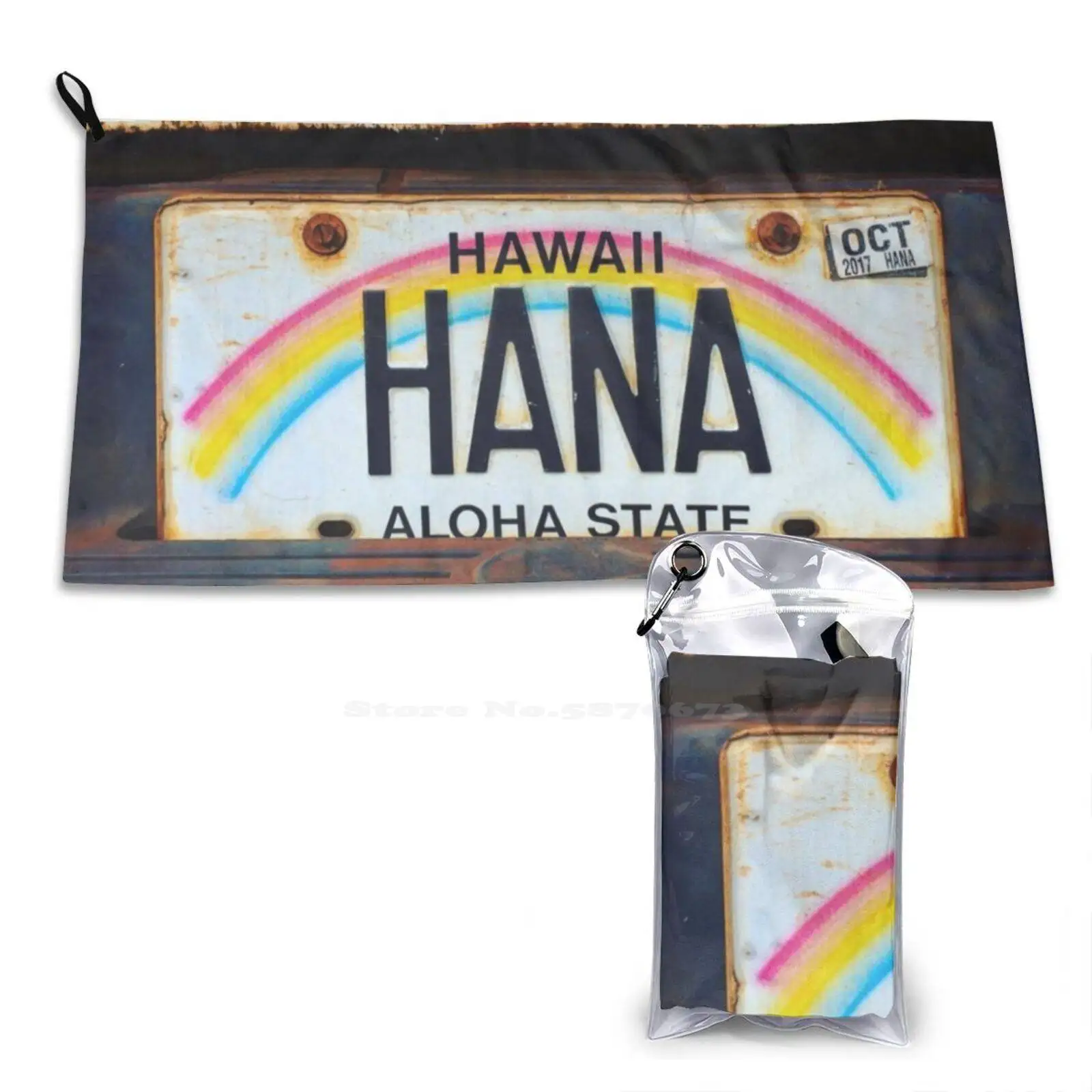 Hana License Plate Superfine Fiber Bathroom Towels Washcloth Hana Hawaii State