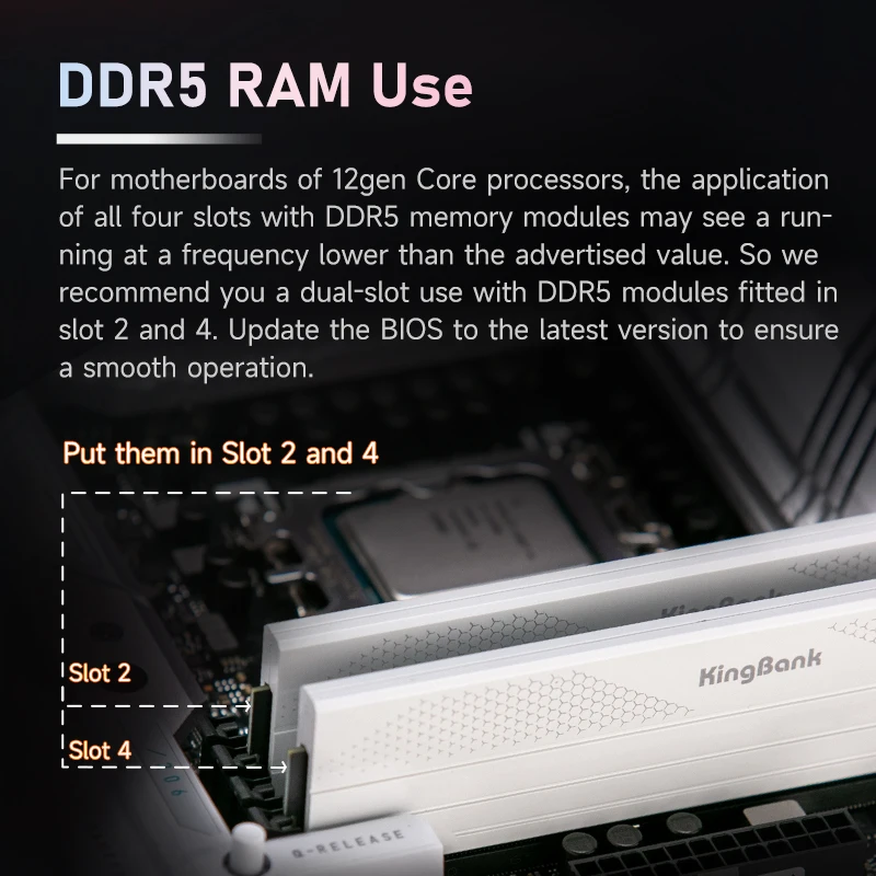 KingBank White CL28 Hynix A die Memoria DDR5 32GB 16GBX2 6000MHZ Rams Memory DDR5 Kit UDIMM Dual Channel Computador Desktop PC