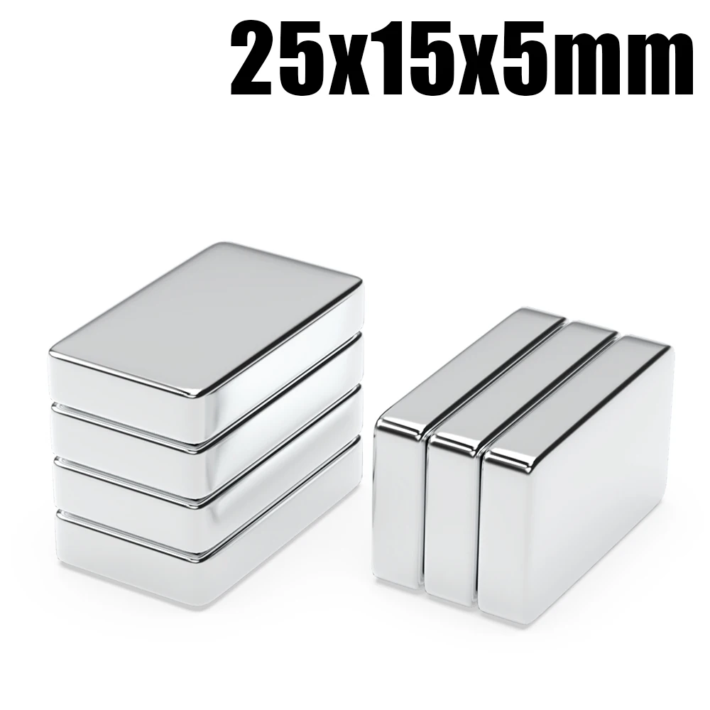 25x15x5 Super Strong N35 NdFeB Square Magnets, Permanent Neodymium Block Magnets for Refrigerator, Handmade Projects & Home Use