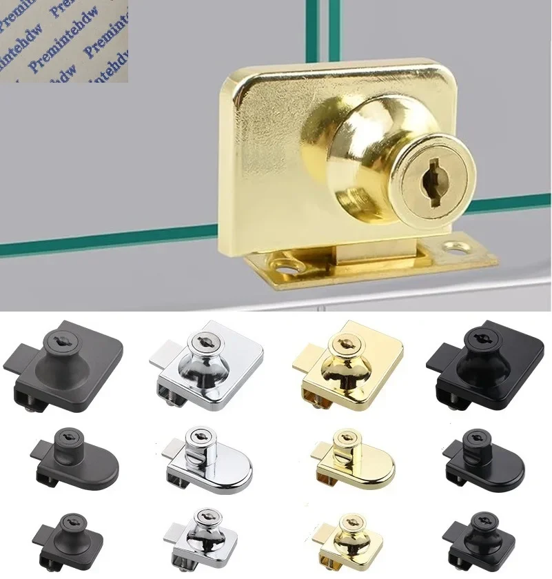 4Pcs Zinc No-drill Cabinet Glass Lock With Integral Knob For Showcase Wine Cabinet