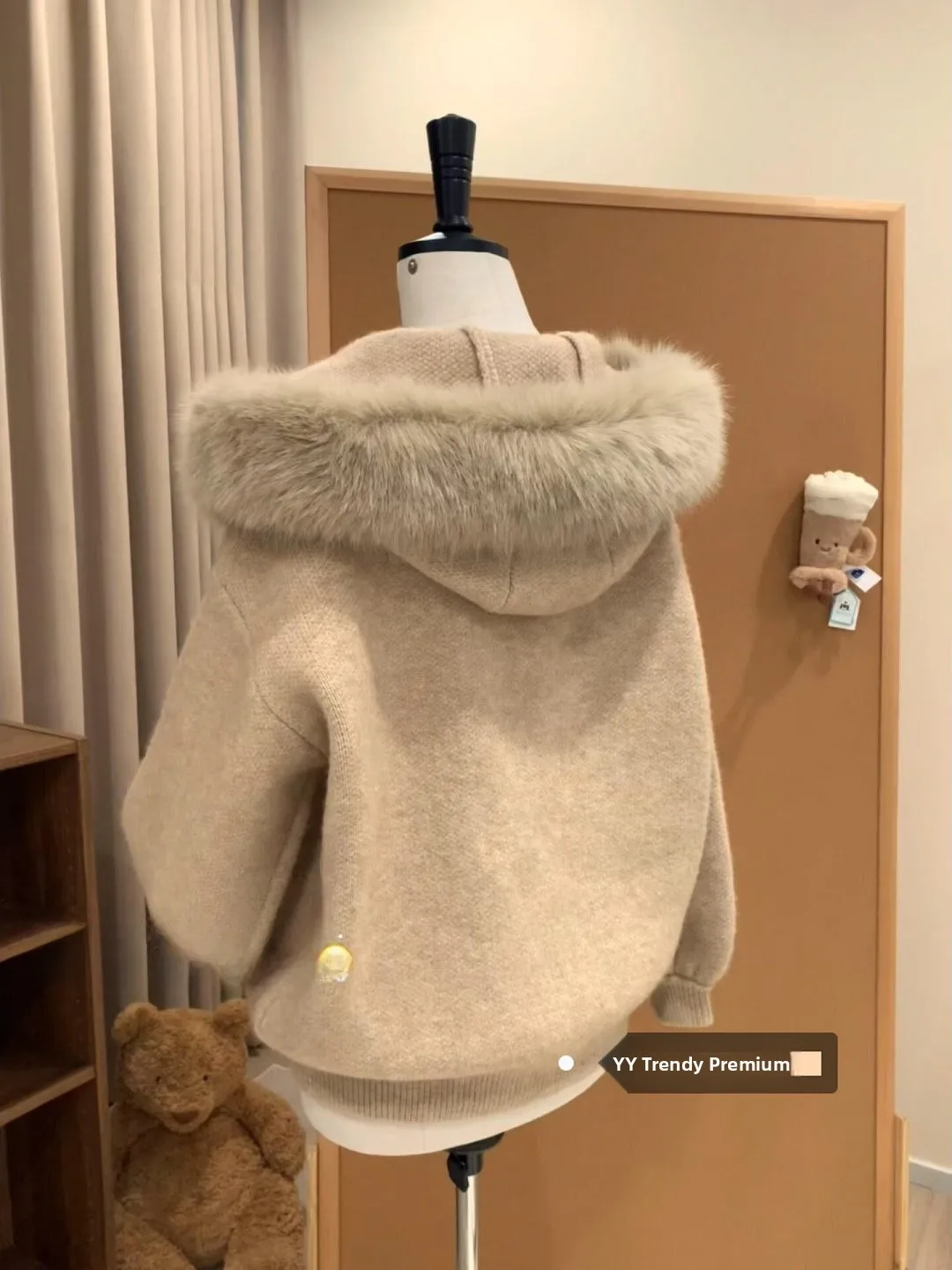 

Мягкий уютный вязаный свитер-кардиган American Misses с большим меховым воротником для женщин, весенний, премиум-класса, свободного кроя