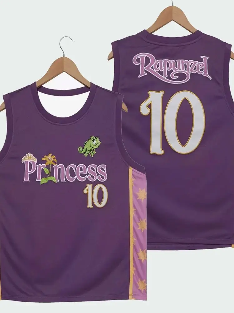 Maillot sans manches Raiponce emmêlé, gilet violet foncé (saméléon Pascal + tournesol + imprimés numéro 10), vêtements de sport décontractés à la mode