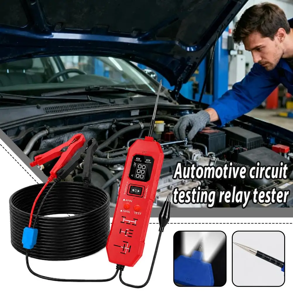 2 IN 1 Car Circuit Tester Automotive Relay Tester With Work Light & LED Display Universal 12V /24V Vehicle Electronic Relay Test