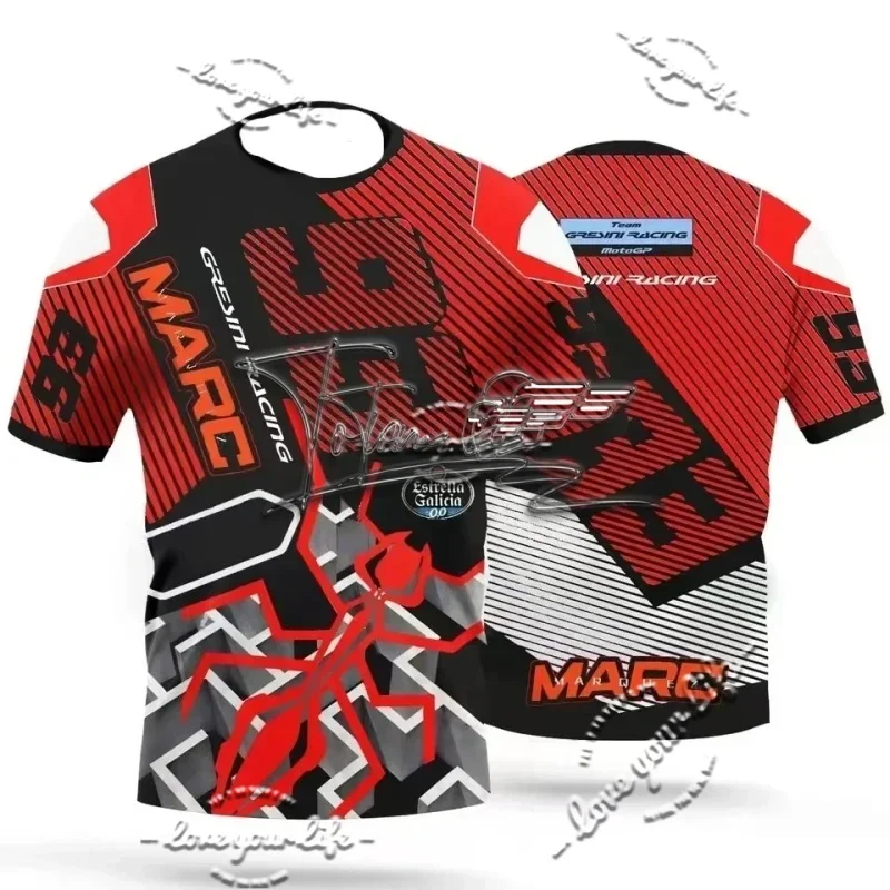 

MOTO GP 3D Print Quick Dry Breathable Sport Men's Plu-size Round Neck T-shirt GRESINI RACING Team 93 Marquis Driver