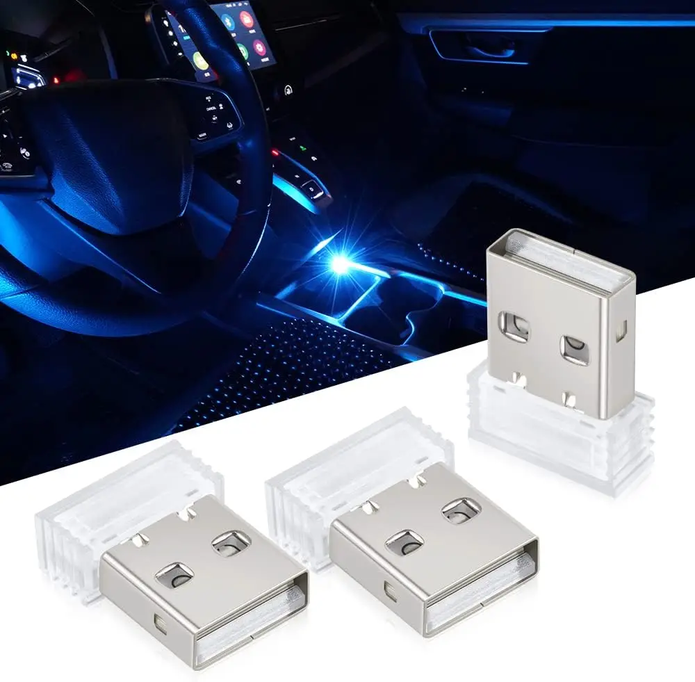 4pcs Mini Usb Car Light Smart Universal Portable Interior Atmosphere led Lights For Car Laptop Office Decoration