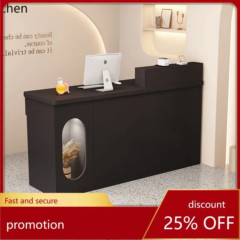 YFY Cashier Counter Glass Centerpiece Flowing Water Table Women's Decorations Front Desk Display Table Storage Cabinet