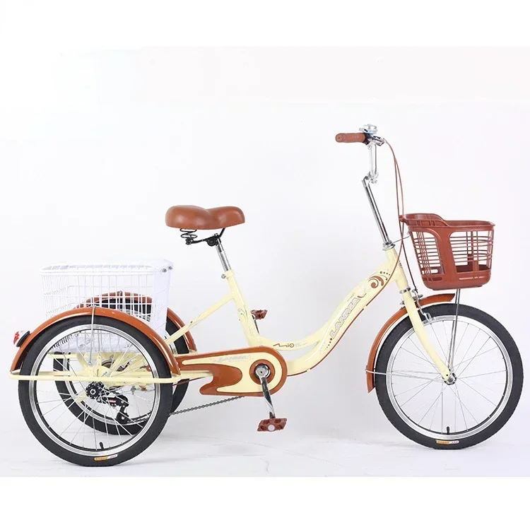 20 Inch Tricycle Adult Pedal Tricycle with Frame Black Yellow Blue Red