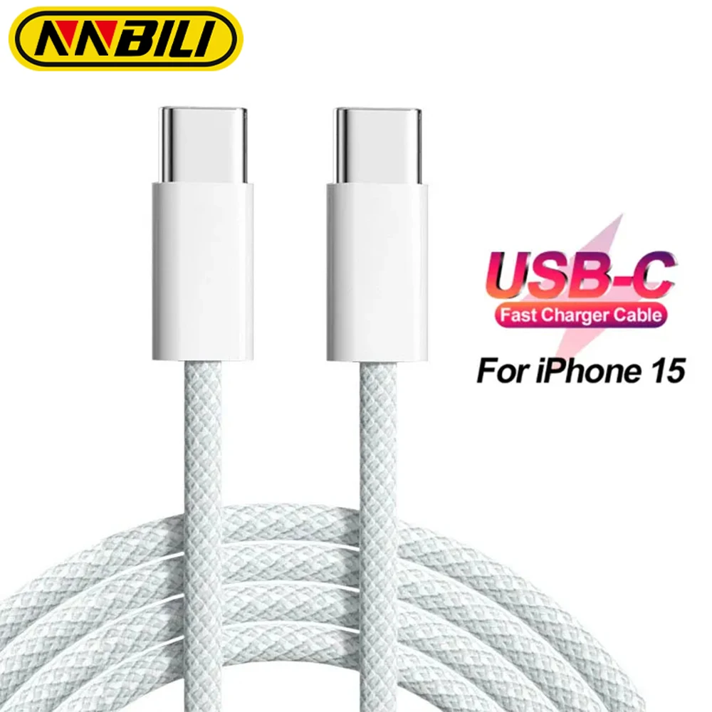 NNBILI 1/2Pack PD 60W USB C Fast Charger Cable For iPhone 15 Pro Max Samsung  S24 UltraWeaving Charging Data Line Accessories