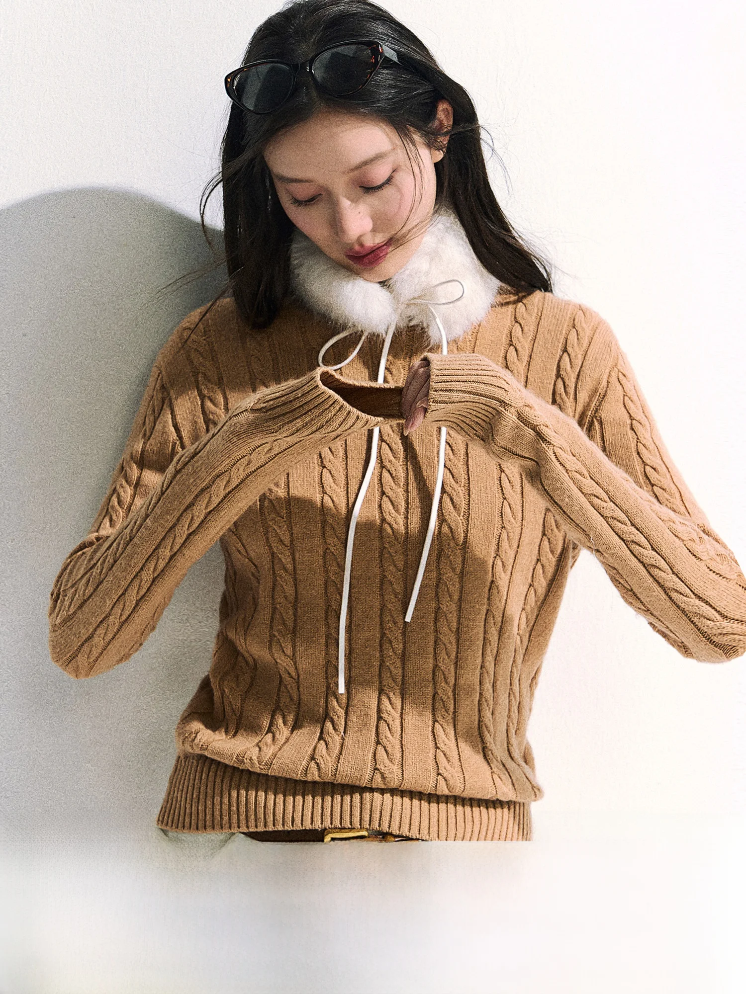 

Женский шерстяной свитер с длинным рукавом и V-образным вырезом, вязаный, повседневный, приталенный, в корейском стиле, для ежедневной носки, комфортный, средней мягкости