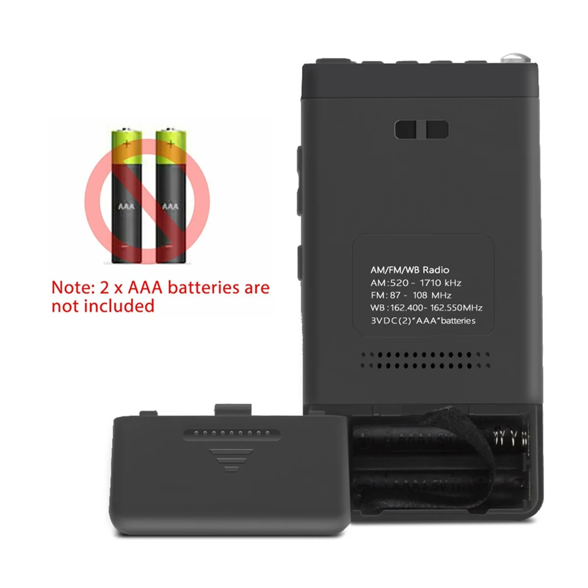 T437C- Portable Weather Radio FM AM NOAA Emergency Pocket Radio with Weather Warning Alarm Clock Mini Handheld Radio