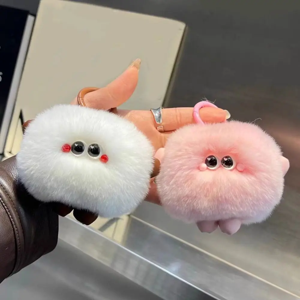 Fashion Stuffed Imitation Rabbit Fur Keychain Furry Bag Hanging Cartoon Doll Pendant Charms Toys Car Keyring Bag Ornaments