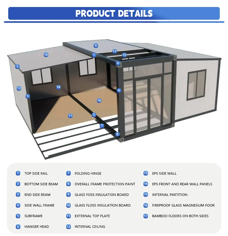 Expandable Container House Container Homes for Sale Usa 2 Bedroom Prefab House Portable Tiny House Foldable Office Container