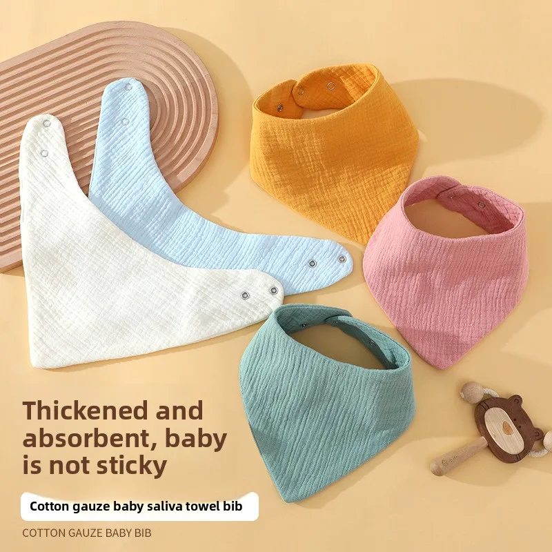 

8pcs TDHD Baby Bibs Soft Absorbent Drool & Eating Bibs with Button Closure, Mixed Colors, Ideal for Infants & Toddlers | Solid