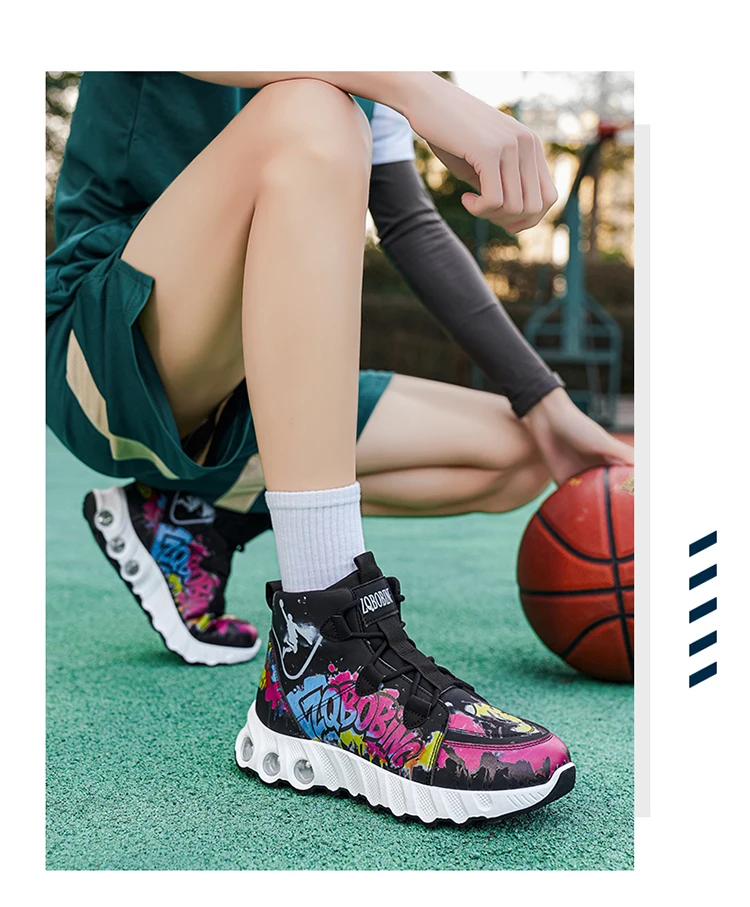 Frühling und Herbst Neuer Stil Farbblockierende Trendige Laufschuhe, Übergrößen Herrenschuhe, High-Top Dicksohlige Freizeitschuhe, Vielseitige Sportschuhe – Detail 15