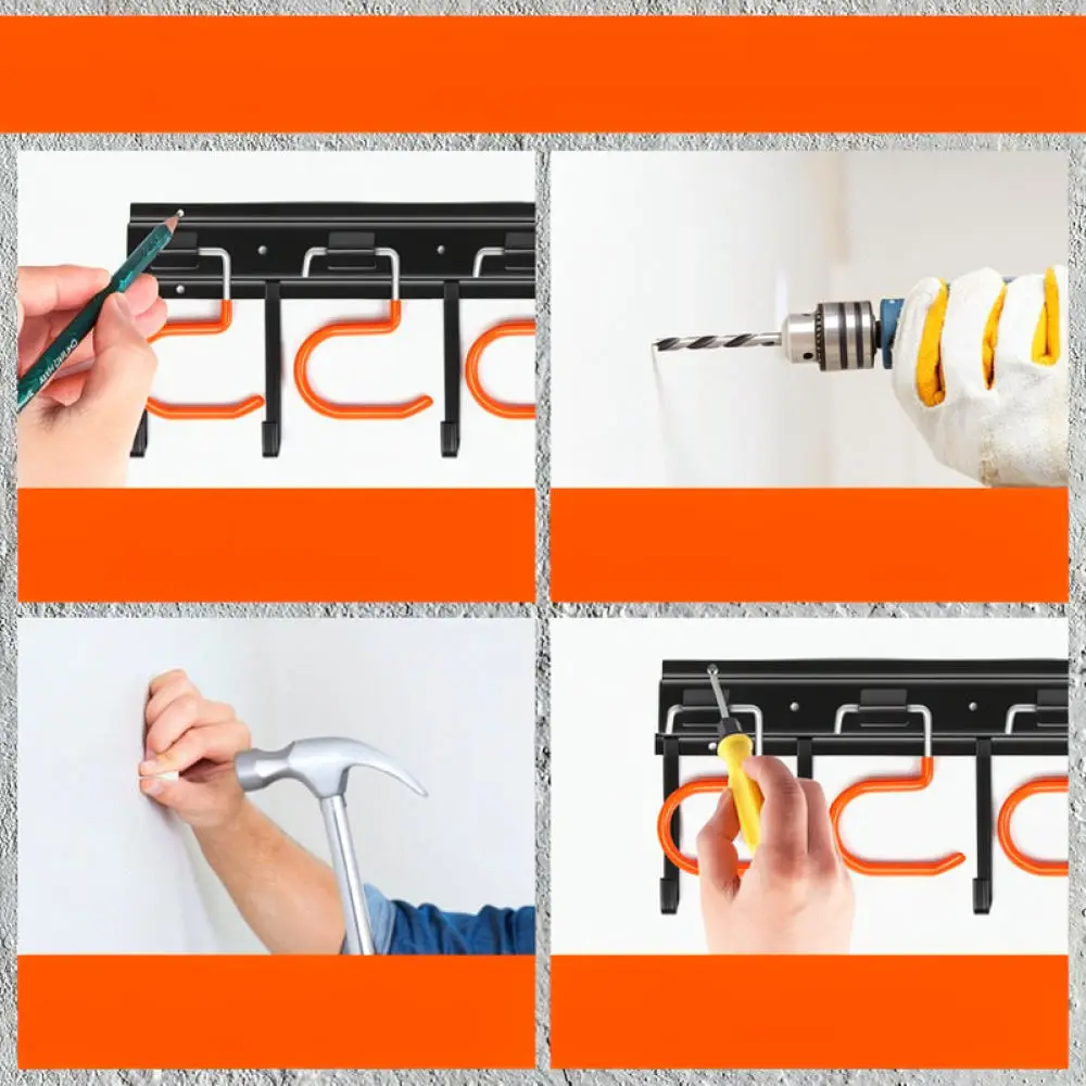 Garage Workshop Tool Storage Rack Adjustable Wall Hook System Stainless Steel Hanger For Home Utility Setup