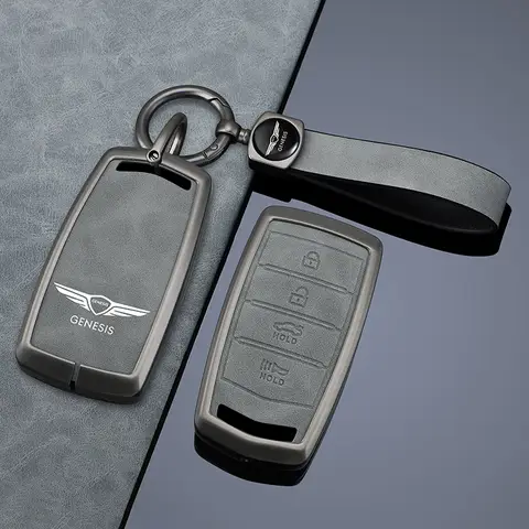 가죽 회색 합금 자동차 키 커버 케이스 보호대 쉘 Fob 현대 2020 창세기 G70 G80 EQ900 G90 4 Bottons 자동차 액세서리 가죽 회색 합금 자동차 키 커버 케이스 보호대 쉘 Fob 현대 2020 창세기 G70 G80 EQ900 G90 4 Bottons 자동차 액세서리