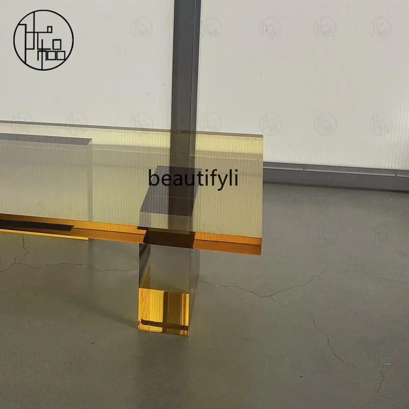 Cuadrado acrílico transparente, mesa pequeña, mesa baja moderna, mesa de centro esquinera de mesa de té