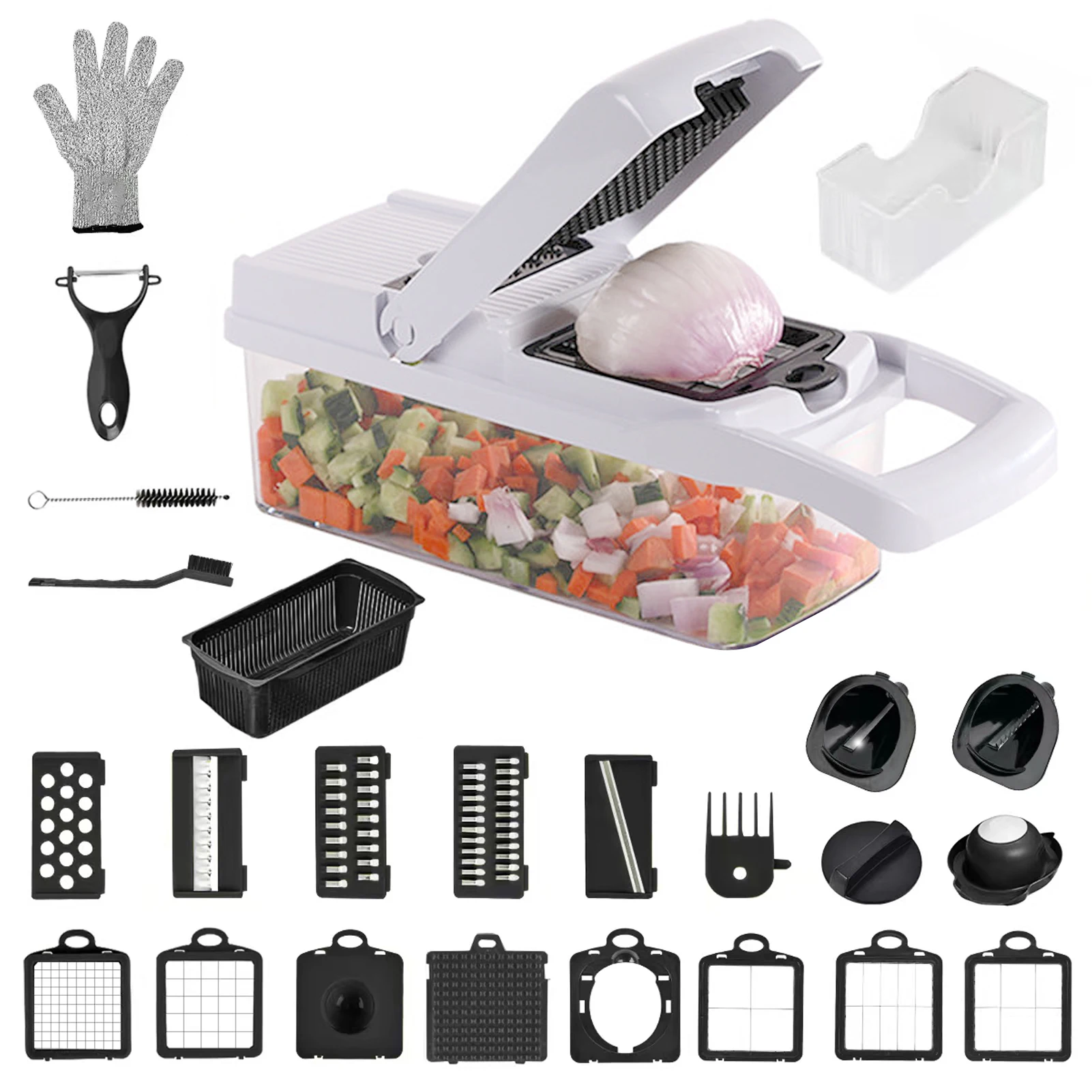 Kitchen Gadgets Vegetable Chopper - 2 Sets 26-in-1 Groentehakker Snijder Mandoline