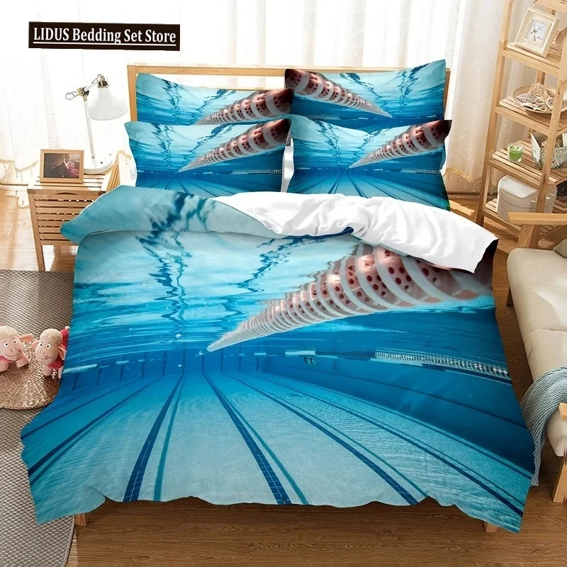 

Swimming In Pool Bedding Duvet Cover Set 3d Digital Printing Bed Linen Fashion Design Comforter Cover Bedding Sets Bed Set